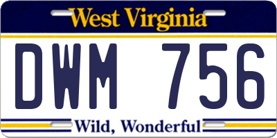 WV license plate DWM756