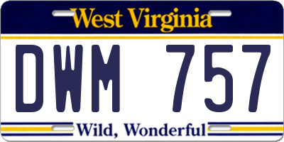 WV license plate DWM757