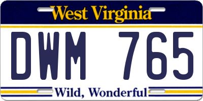 WV license plate DWM765