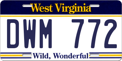 WV license plate DWM772