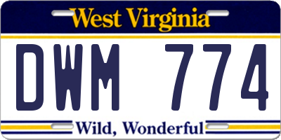 WV license plate DWM774