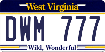 WV license plate DWM777