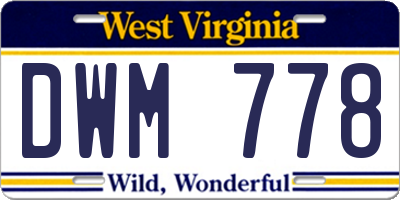 WV license plate DWM778