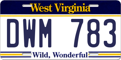 WV license plate DWM783