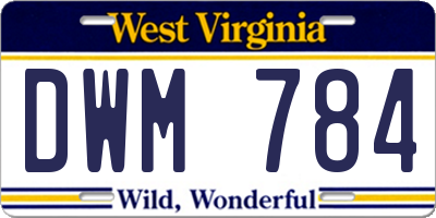 WV license plate DWM784