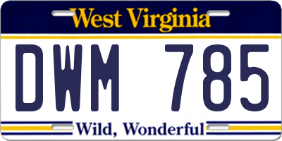 WV license plate DWM785