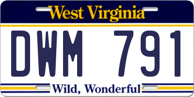 WV license plate DWM791