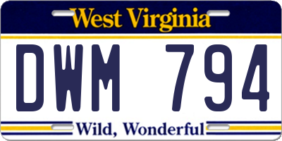 WV license plate DWM794