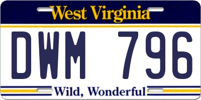 WV license plate DWM796