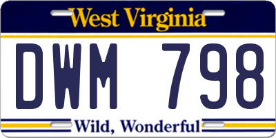 WV license plate DWM798
