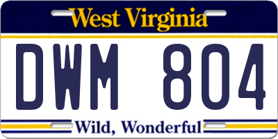 WV license plate DWM804
