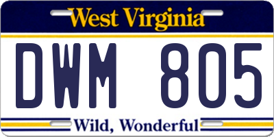 WV license plate DWM805