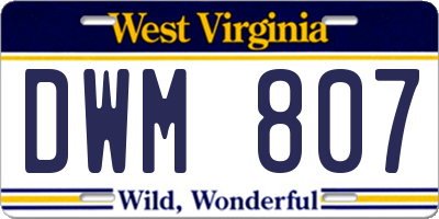 WV license plate DWM807