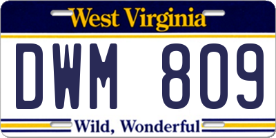 WV license plate DWM809