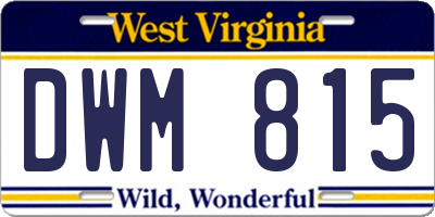 WV license plate DWM815