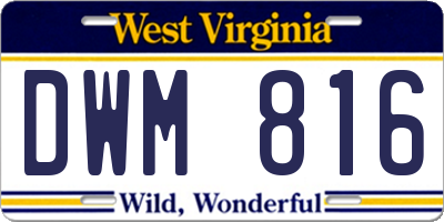 WV license plate DWM816
