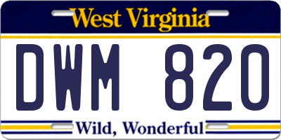WV license plate DWM820