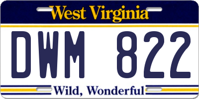 WV license plate DWM822