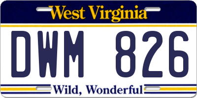 WV license plate DWM826