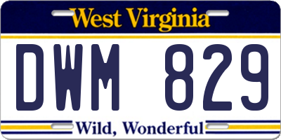 WV license plate DWM829