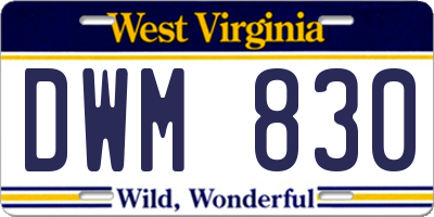 WV license plate DWM830