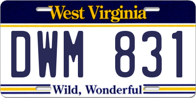WV license plate DWM831