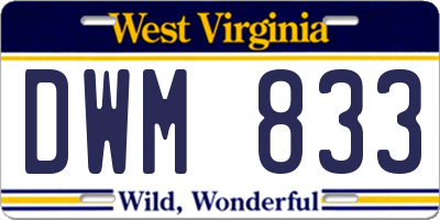 WV license plate DWM833