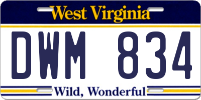 WV license plate DWM834