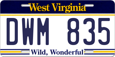WV license plate DWM835