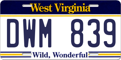 WV license plate DWM839