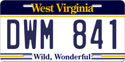WV license plate DWM841