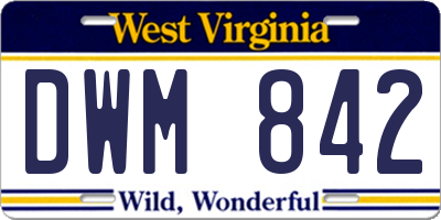 WV license plate DWM842