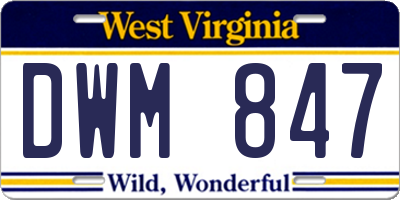 WV license plate DWM847