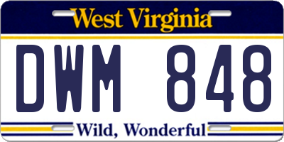 WV license plate DWM848