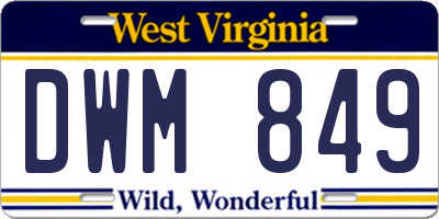 WV license plate DWM849