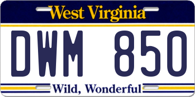 WV license plate DWM850