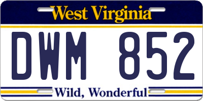 WV license plate DWM852