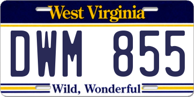 WV license plate DWM855