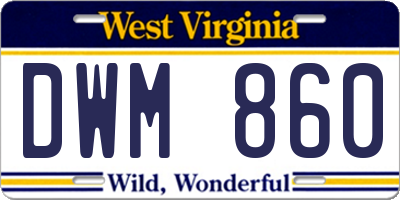WV license plate DWM860