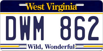 WV license plate DWM862