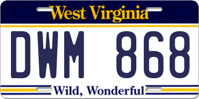 WV license plate DWM868