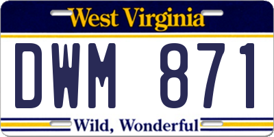 WV license plate DWM871