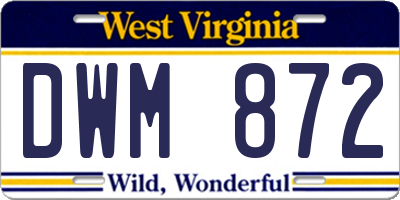 WV license plate DWM872
