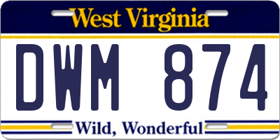 WV license plate DWM874