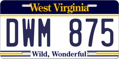 WV license plate DWM875