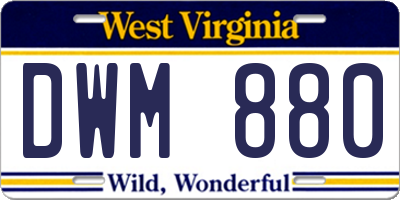 WV license plate DWM880