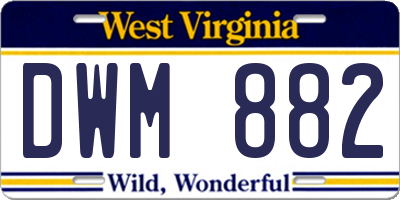 WV license plate DWM882