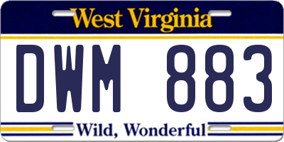 WV license plate DWM883
