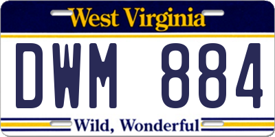 WV license plate DWM884
