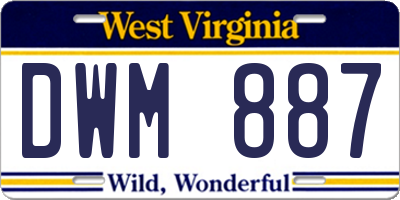 WV license plate DWM887